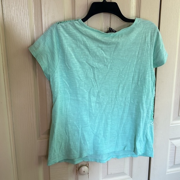 Cable and Guage Womans SS  Top Aqua Color Size M - Picture 4 of 5
